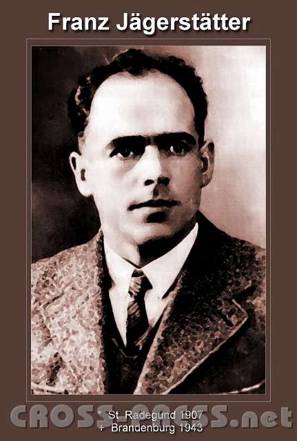 FranzJaegerstaetter_aqarell-sepia1_text.jpg - Portrait von Franz Jägerstätter, geboren 1907 in St. Radegund / Schärding / Oberösterreich, hingerichtet 1945 in Brandenburg / Havel / Deutschland
